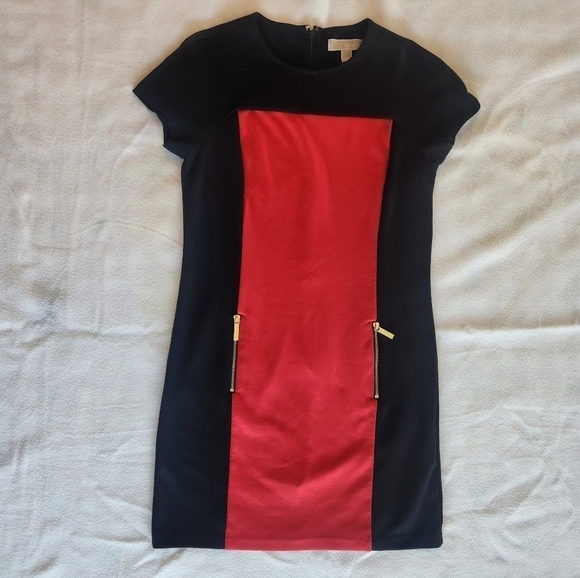 Michael Kors red and black Color Block Sheath Dress size 8 - Picture 1 of 10